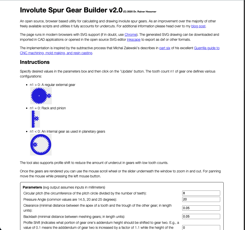 Involute Spur Gear Builder